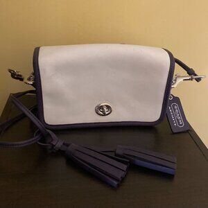 White and Purple Coach Leather Shoulder Bag